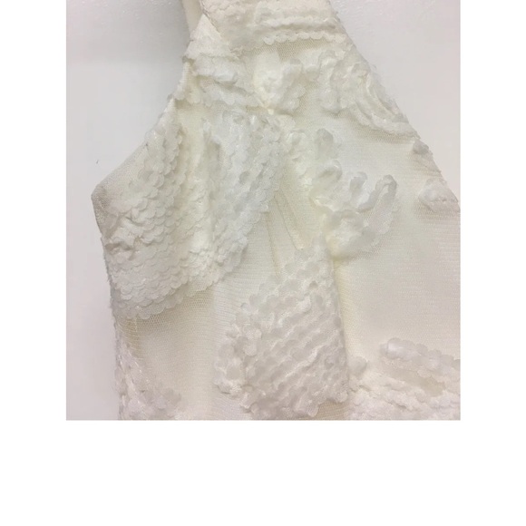 DRESS the POPULATION NWT Ivory Maya Lace Mesh Overlay Fit 'n Flare Dress, M - Picture 11 of 16